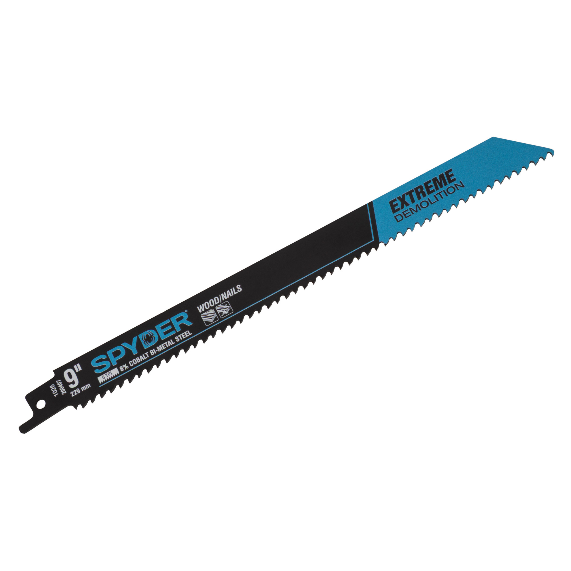 Spyder Bi-Metal Demolition Reciprocating Saw Blade — 9in., 6 TPI, Extra-Thick Profile, Model# 200407